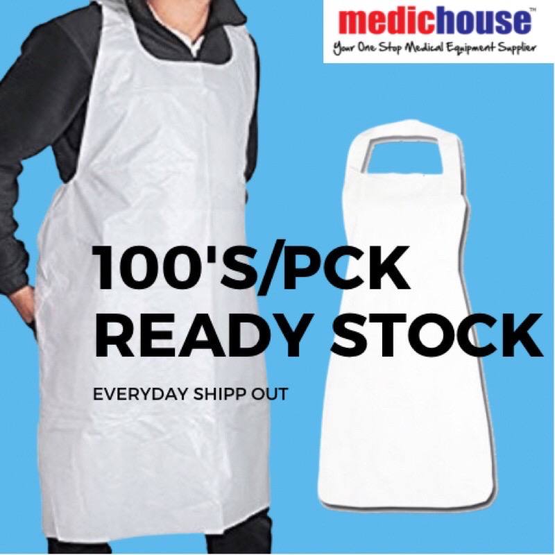 Plastic Apron (Medical Use) size 1400mm x 800mm Medichouse